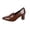 Brown, variant on Women's Retro Chunky Block Hight Heels Pumps Shoes Faux PU Leather Pointed Toe Classic Slip On Dress Shoes for Work Office