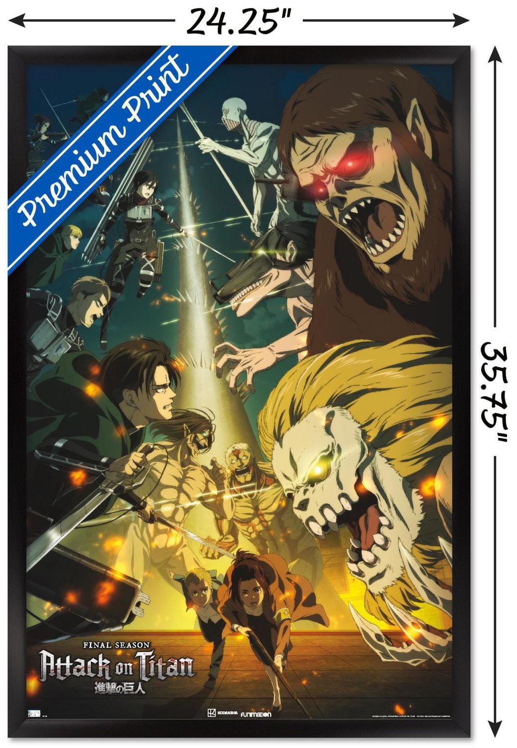 Attack on Titan: Season 4 - Key Visual 3 Wall Poster with Magnetic Frame, 22.375" x 34"