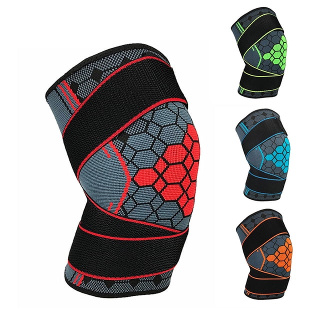 Tongliya 1pcs Genouillère en Nylon, Sangle Pressurisée pour Basketball, Protection de Jambe Tricotée, Rouge_TG