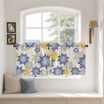 thumbnail image 2 of Geometric Flower Tier Curtains 24 Inch Length, Vintage Country Floral Blue Yellow on Linen Cafe Short Curtains for Bathroom Sink, Small Kitchen Curtain Light Filtering Drapes 2 Panels 27.5"Wx24"L, 2 of 8