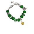 thumbnail image 2 of Delight Jewelry Silvertone Small Yellow Paw - Green Irish Luck Bead Charm Bracelet, 7.5", 2 of 4