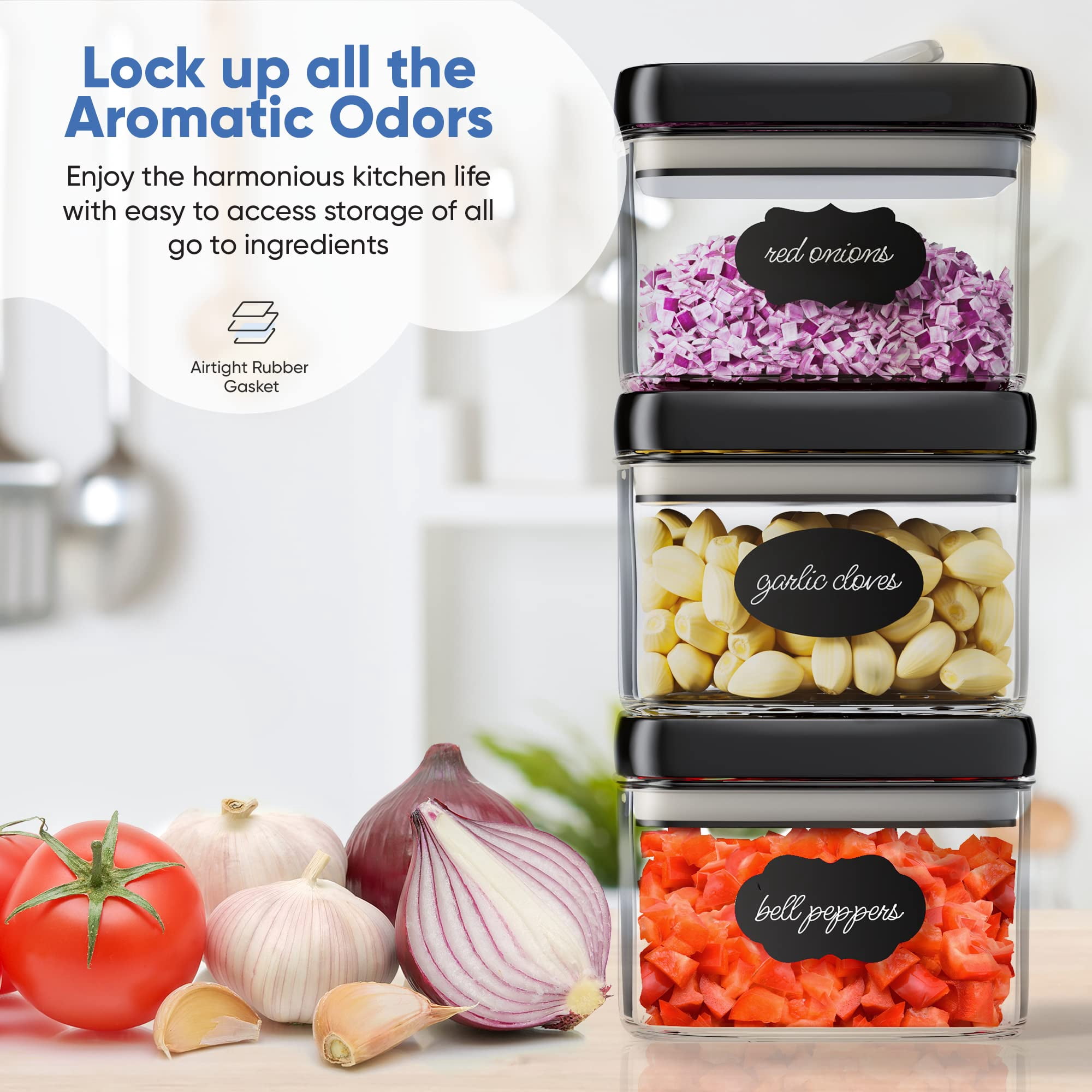 Airtight Food Storage Containers Pack of 6 - 1.0l Kitchen Pantry Canisters
