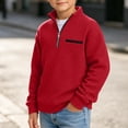 thumbnail image 6 of Edvintorg Boys Sweatshirt Long Sleeve Quarter Zip Casual Pullover Top Stand Collar Loose Sweatshirt Boy Clothes Size 3-14, 6 of 7