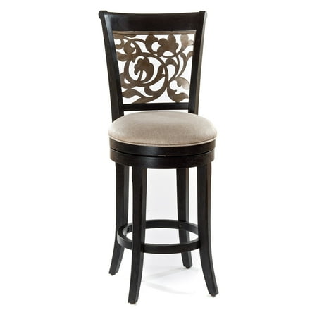 Bennington Swivel Barstool, Black Distresses Grey