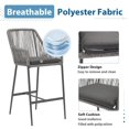 thumbnail image 5 of JOIVI Outdoor Wicker Bar Stools, 2 Piece Patio Bar Height Chairs with Cushions, All-Weather Rope Height Stools w/ Armrest and Footrest for Indoor, Garden, Poolside, Lawn, Backyard, Gray, 5 of 6