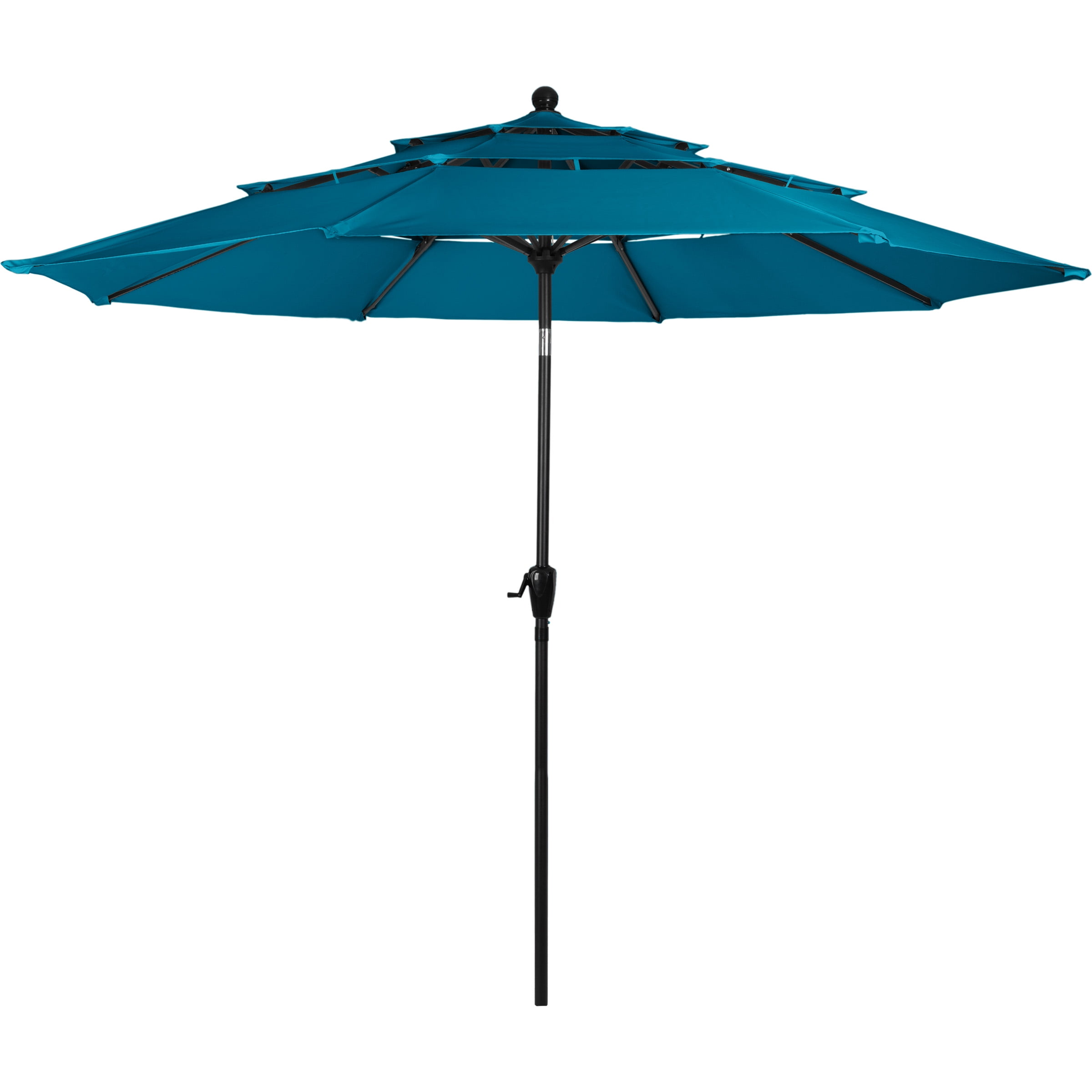Pure Garden 10 ft Patio Umbrella - 3-Tier Outdoor Sunshade with Tilt, Teal