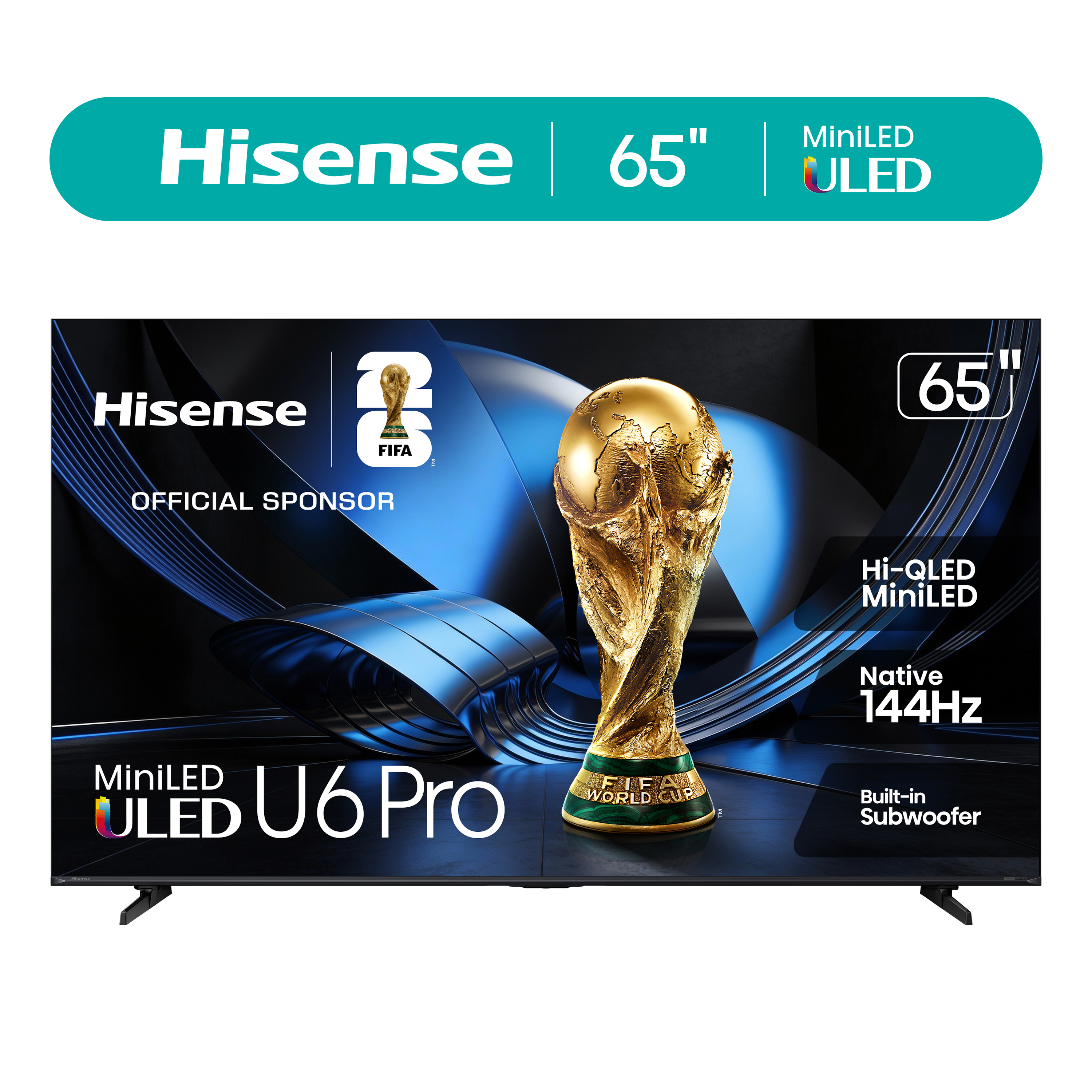 Hisense 65" U6 Pro Series Mini-LED 4K UHD HDR Gaming AI Smart VIDAA TV (65U6SV Pro, 2026 New) - Hi - QLED, Native 144Hz, Motion Rate 480, Dolby Vision & Atmos, HDR10+, Built-in Subwoofer