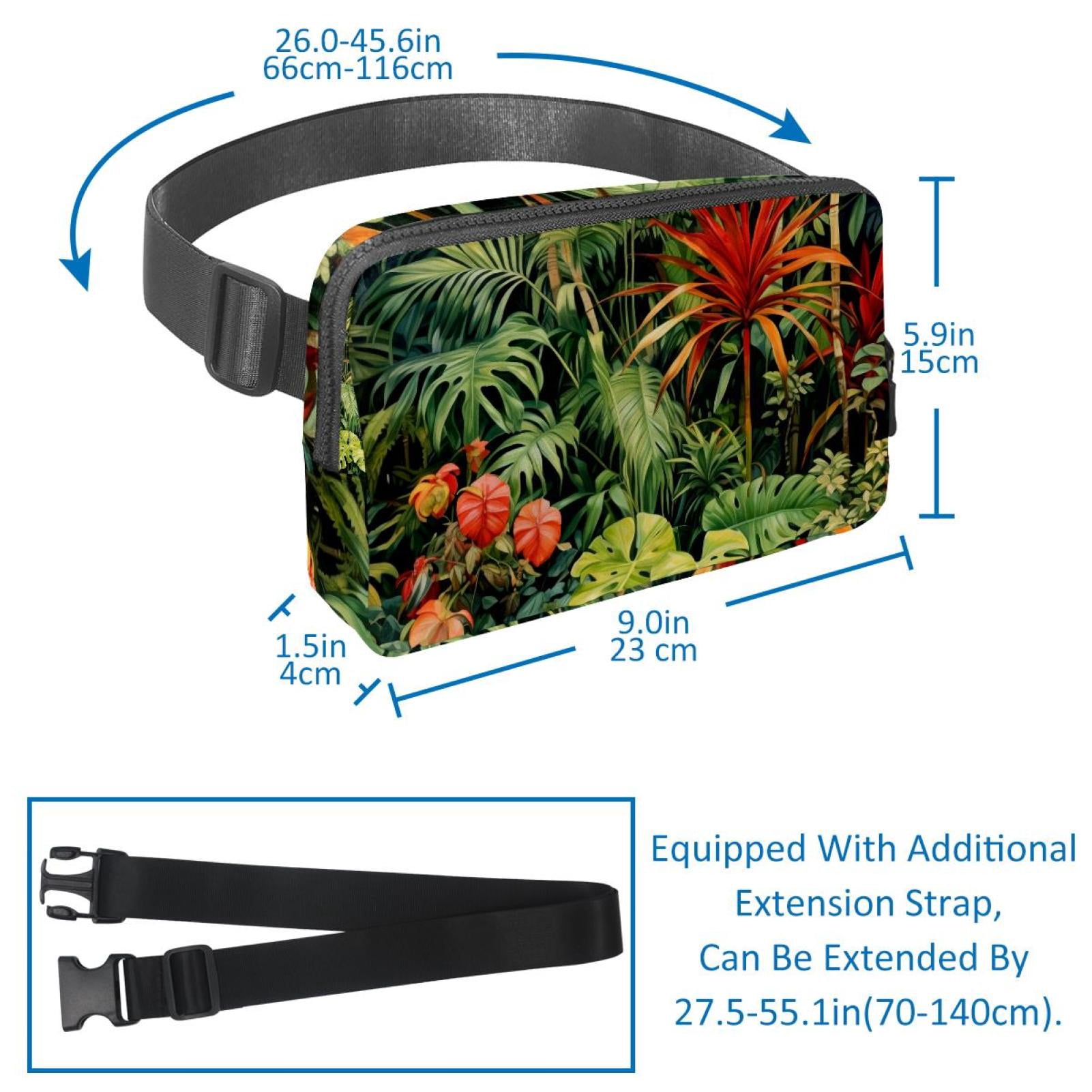Tropical plants Running Belt Fanny Packs Waist Packs with Extension Strap Unisex Lightweight Adjustable