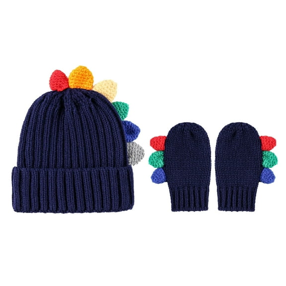 Baby Mittens Set Girls Boys Toddler Winter Warm Knit Cute Gloves Hat Warmer Set Toddler Knit Hat Boys Adjustable Hat Toddler Hats Boys Knit Hats for Kids Toddler Boys Winter Hats Brimmed Hat Child