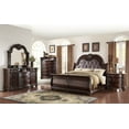 thumbnail image 1 of Bili Cherry Brown Upholstered Sleigh Bedroom Set Special King 5 Piece: Bed, Dresser, Mirror, NightStand, Chest, 1 of 1