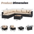 thumbnail image 4 of Walsunny 8 Pieces Patio Wicker Rattan Fire Pit Furniture Conversation Sets with Outdoor Sectional Sofa,45" Gas Propane Fire Pit Table,Glass Coffee Table,Black Rattan Khaki Cushion, 4 of 8