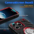 thumbnail image 4 of Rugged Case for iPhone 15 Pro Max Ring Holder Kickstand Cover with Screen Protective Film, Heavy Duty Triple-Layers Military Grade Hybrid Shockproof Drop Resistant Case, Black+Red, 4 of 6