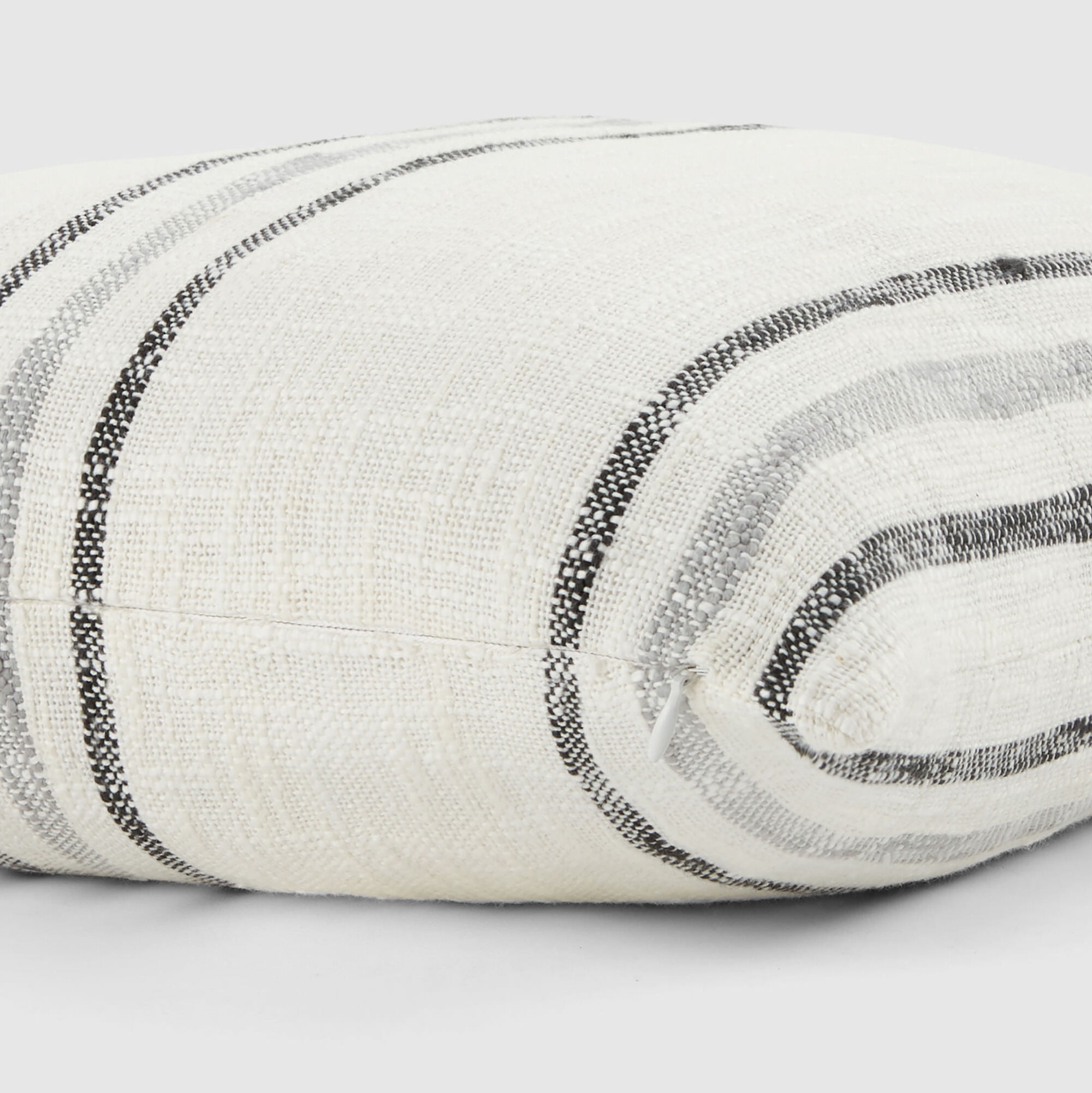 Cotton Slub Textured Throw Pillow in Framed Farmhouse Stripe by Comfort Canopy
