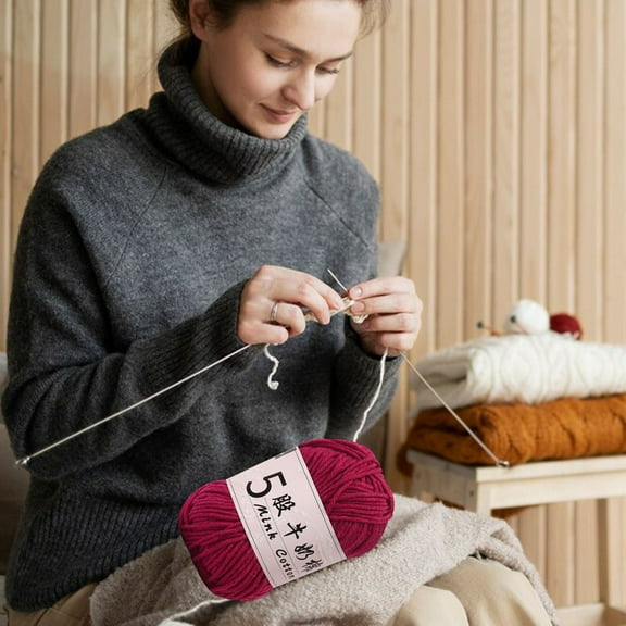 Tgbvmt Crochet Yarn 5 Strands Milk Cotton DIY Knitting Thread Wool Ball Soft Hand Woven Yarn Craft Supplies Sweater Hats Dolls Bags Scarves Weaving Accessories Home Decor Party Favors Creative Gift