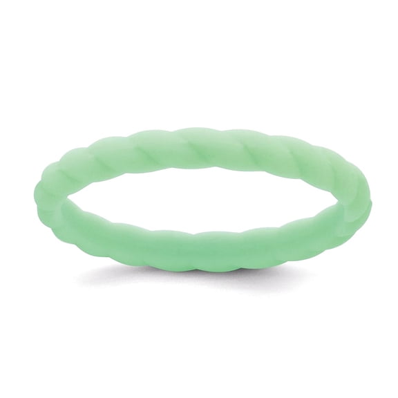 Silicone Light Mint Green 3mm Braided Band Size 9 Ring for Women and Men