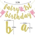 thumbnail image 2 of Fairy 1st Birthday Banner, Fairy First Birthday Party Decorations, First Birthday Banner for Baby Girl, Glitter Fairy Decorations, Gold Glitter, 2 of 8