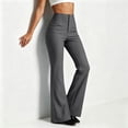 thumbnail image 3 of Womens Work Office Pants High Waisted Bell Bottoms Slim Fit Stretch Flared Dress Pants Trousers for Business Casual Going Out,Gray,L, 3 of 6