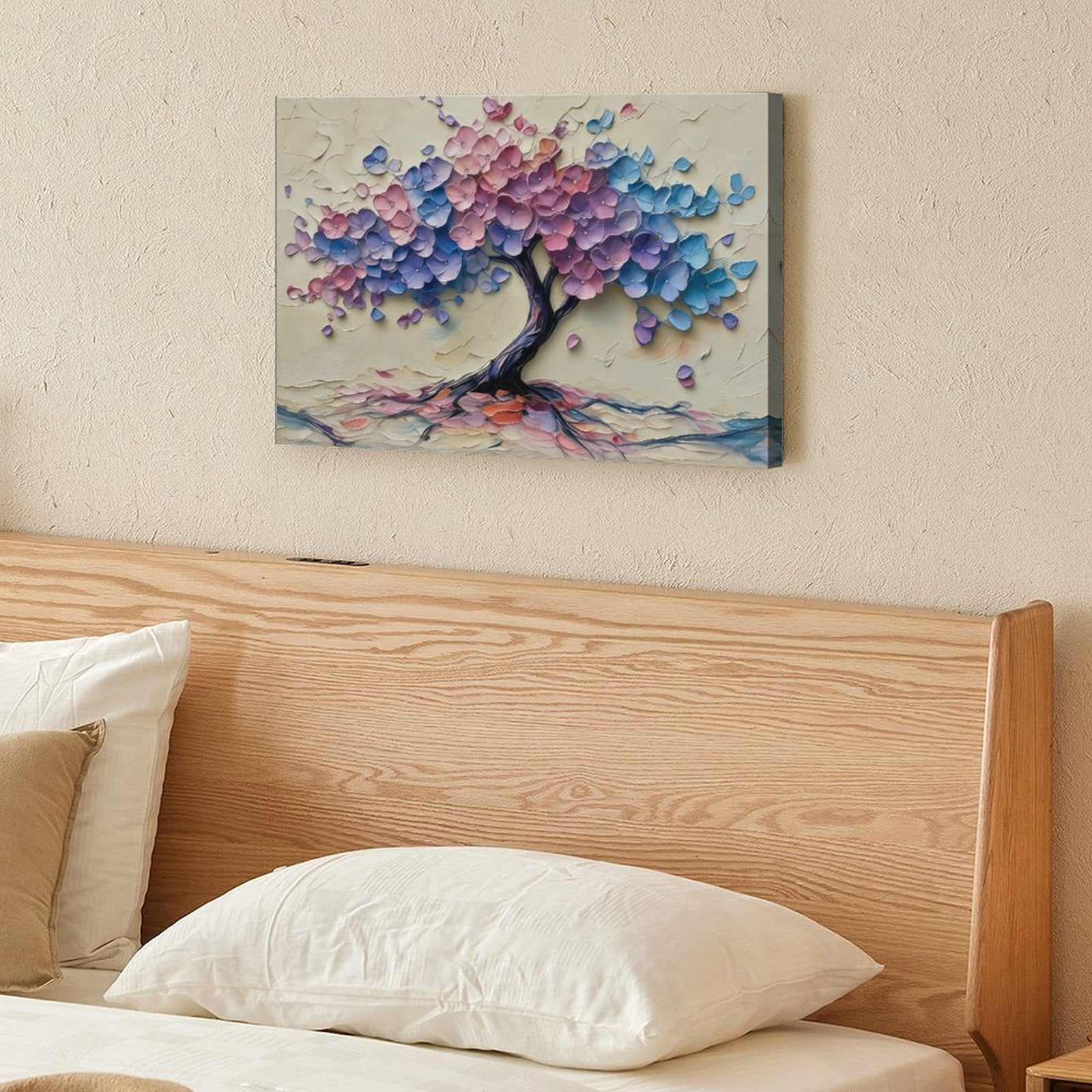 Tree of Life Canvas Wall Art, Textured Abstract Tree Oil Painting Style Print, Waterproof Canvas Artwork for Living Room Bedroom Office Home Decor