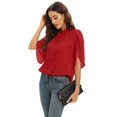 thumbnail image 6 of EFINNY Women OL Chiffon Tops Business Office Work Dress Casual Short Sleeve Shirt Blouse, 6 of 7
