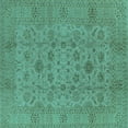 thumbnail image 1 of Ahgly Company Indoor Square Oriental Turquoise Blue Industrial Area Rugs, 5' Square, 1 of 4