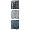 thumbnail image 2 of Knocker Men's 3 Pack Plaid Button Fly Boxer Shorts Blue Multi XL, 2 of 2