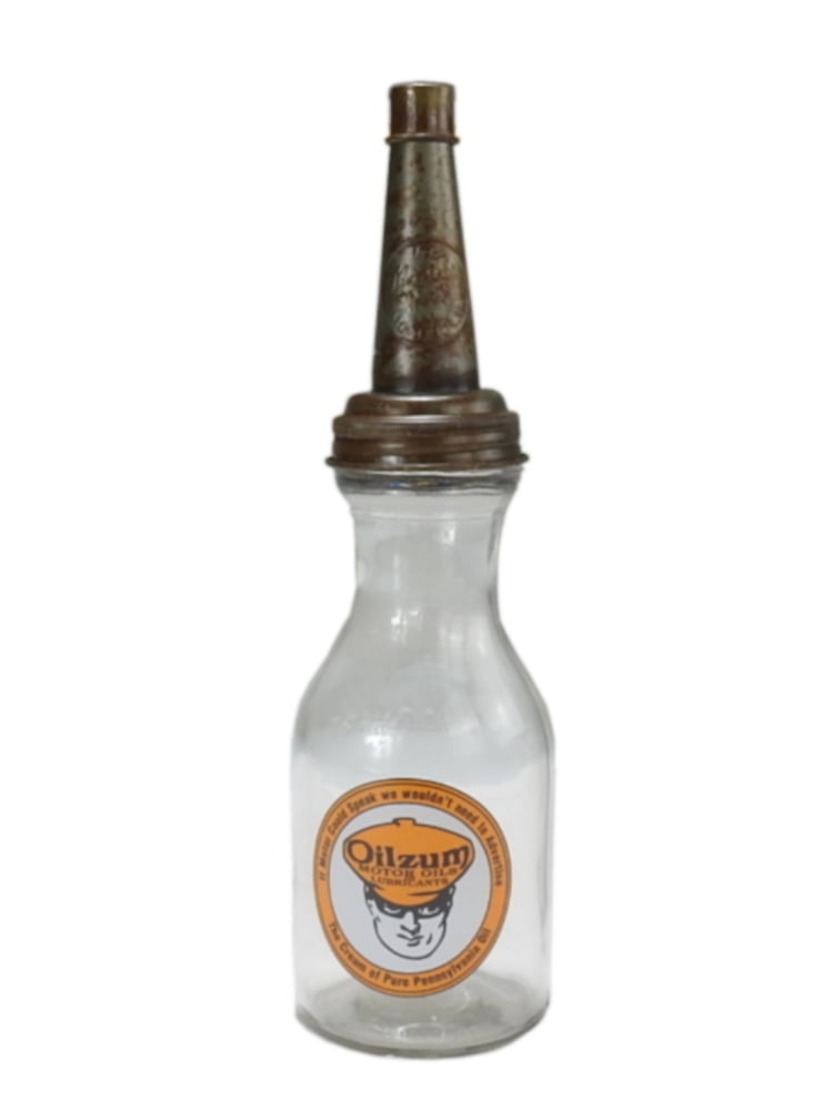 Sun-Rae Motor Oil Bottle Spout Cap Glass 1 Quart Vintage Style Gas Station 