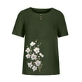 thumbnail image 4 of XWSHYW Womens Basic T Shirts Trendy Crew Neck Short Sleeve Loose Summer Tops Evening Loose Fit Floral Print Tunic T Shirts Tops Dress Shirts for Women, 4 of 4