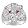 thumbnail image 1 of RYLOS RingsSterling Silver* Conversation Starter Diamond & Gorgeous Precious Ruby, Sapphire or Emerald Lion Head Ring Size 8, 1 of 7
