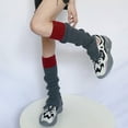 thumbnail image 2 of Kmbangi Women's Rib Knit Leg Warmers Cute Knee High Socks Boot Cuffs Two Tone Stockings with Button Decor, 2 of 3