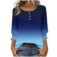 thumbnail image 3 of RongHuan Womens 3/4 Sleeve Shirts Casual Crewneck Tunic T-Shirt Fashion Loose Fit Tops Gradient Color Tshirt, 3 of 8