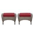 thumbnail image 2 of Unnifurnzi Patio Ottoman Set of 2-All Weather Wicker Outdoor Footstool with Removable Cushions Outdoor Olefin Fabric Outdoor Foot Rest for Deck Porch Balcony Garden-Gray/Red, 2 of 7