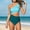 Blue, variant on QUNYINEY 2 Piece Womens Bikini Swimsuits Colorblock High Waisted Standard Straps Bathing Suits Triangle One Shoulder Women Swimsuit Sets