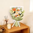 thumbnail image 4 of Handmade Crochet Flower Bouquet with Heart - Orange, White & Yellow Knitted Roses, Home Decor Gift, Always Love (35x25cm), 4 of 6