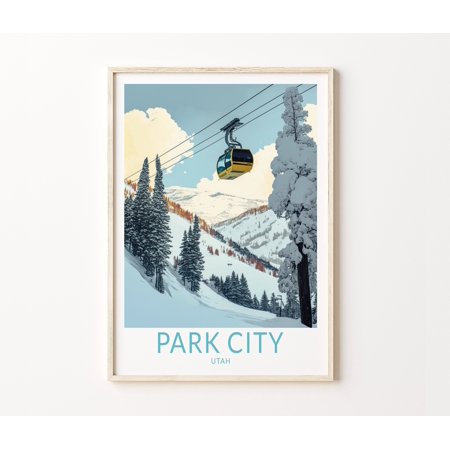 POSTER Park City Utah Travel Print, Park City Utah Winter Travel Poster Print, Winter Sports Wall Art, Utah Ski Winter Travel Poster-UNFRAMED
