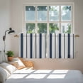 thumbnail image 4 of Navy Blue Beige Tier Curtains, Retro Simple Abstract Vertical Stripes Light Filtering Kitchen Curtains, 2Pcs Rod Pocket Half Window Treatments Panels for Sink Cafe Cabinet Camper 27.5x36 Inches, 4 of 9