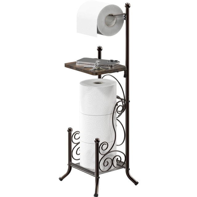 Portarrollos de baño con estante de Simple Houseware, bronce, 74 cm de alto