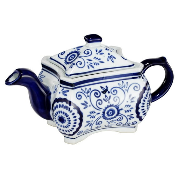 Benzara Attractive Designer Teapot, Blue & White