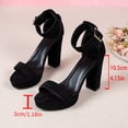 thumbnail image 7 of Rokment Glitter Rhinestones High Heels Platform Dressy Sandals for Women Ladies 2026 Elegant Suede Open Toe Ankle Strap Chunky Block Heeled Dress Pumps Summer Shoes Black Size 5.5, 7 of 7