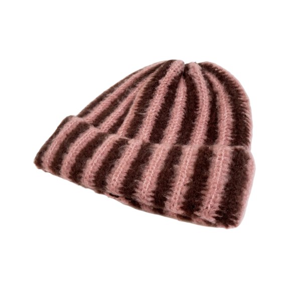 Misright Striped Knit Beanies Warm Soft Lightweight Stretchable Unisex Winter Hat