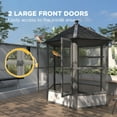 thumbnail image 3 of PawHut 69" Large Wooden Hexagonal Outdoor Aviary Flight Bird Cage With Covered Roof, Light Gray, 3 of 9