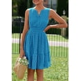 thumbnail image 4 of PRETTYGARDEN Women's Summer Dresses Sleeveless V Neck Eyelet Hollow Out Swing A Line Beach Vacation Sun Dress, 4 of 10