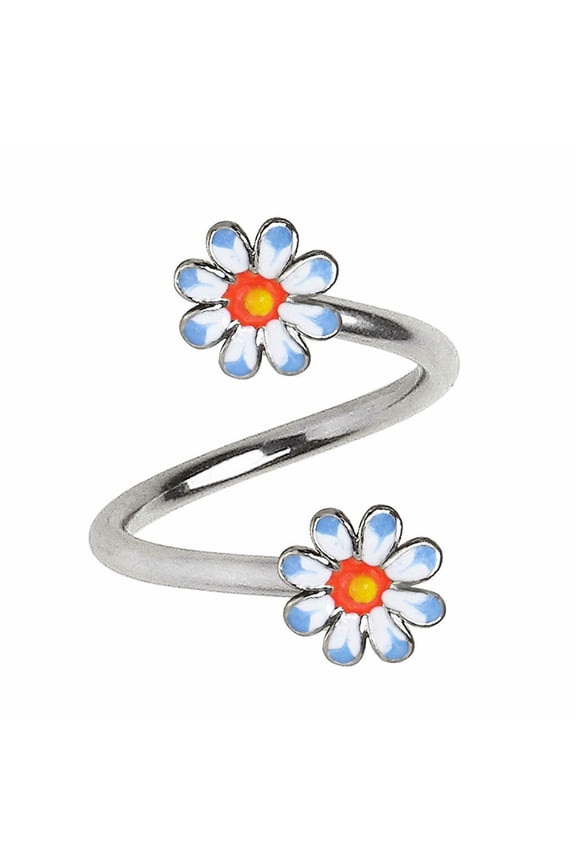 Daisy Flower Twist Jewelry Cartilage Navel Belly Ring Size 14GA 7/16'' Spiral