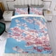 thumbnail image 4 of Flor de Cerezo Conjunto de sábanas temático, trío de piezas, cómodo y amigable con la piel, diseño único, regalo de decoración para el hogar para familiares, amigos y fans,140cm *210cm, 4 of 6