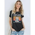 thumbnail image 5 of VILOVE Women Cat Graphic Shirt I Like Cats and Coffee Letter print T-Shirt Vintage Cat Coffee Lover Shirts Retro Tee Tops, 5 of 7