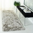 thumbnail image 3 of SAFAVIEH Ocean Amyas Solid Shag Area Rug, Light Grey, 4' x 4' Round, 3 of 10