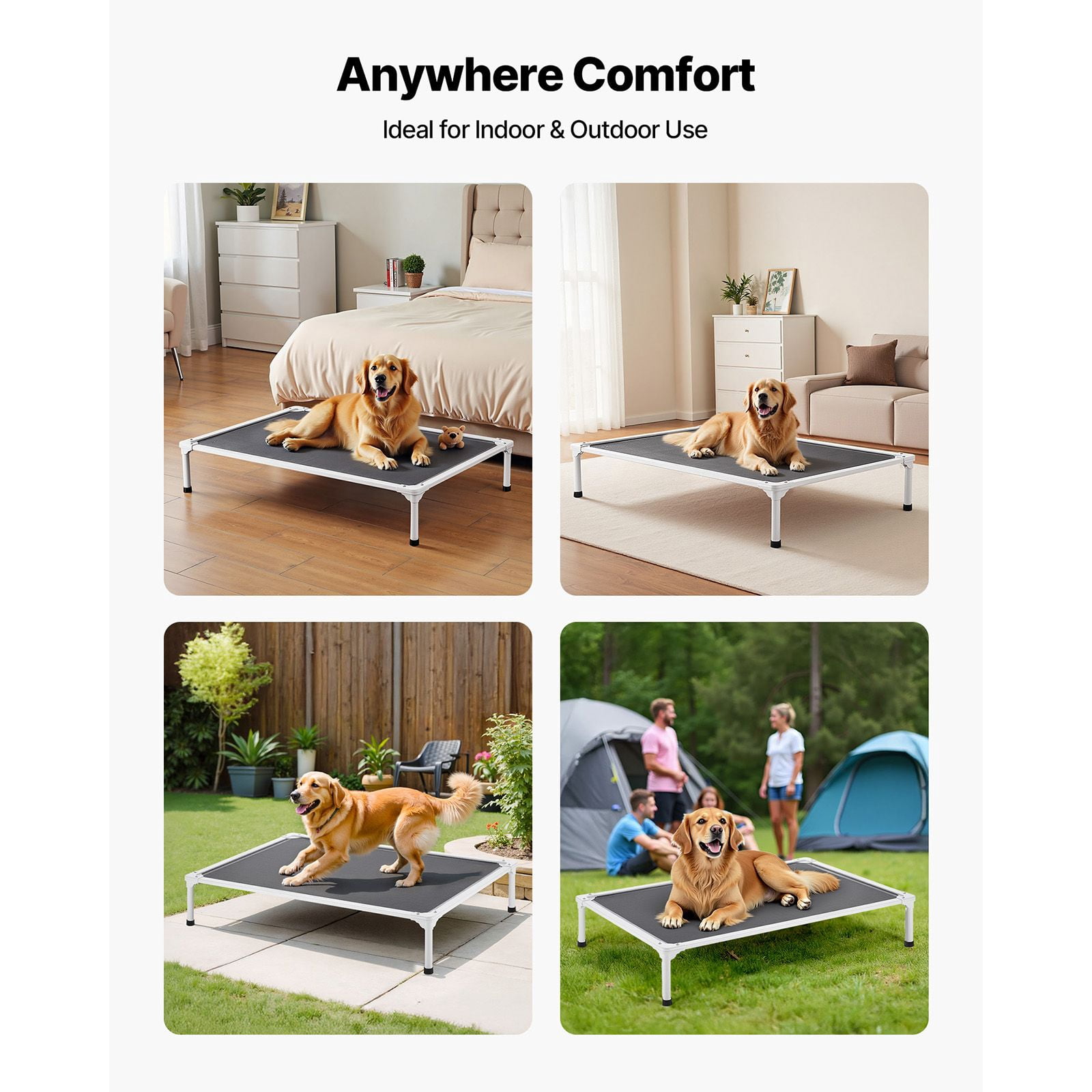 Raised dog bed XL, lifting bed with aluminium frame, breathable mesh, indoor and outdoor dual-use, grey