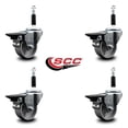 thumbnail image 2 of 3 Inch Semi Steel Swivel 7/8 Inch Expanding Stem Caster Set with Brake SCC, 2 of 2