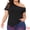 Black, variant on DARING DIVA Women's Plus One Shoulder Blouse 1X Black