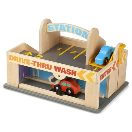 UPC: 0000772092715 | Melissa & Doug Service Station Parking Garage With 2 Wooden Cars and Drive-Thru Car Wash