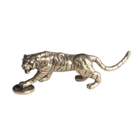 EeaseMX Adorno de tigre de latón para decoración de escritorio del hogar, pequeño adorno de tigre de latón
